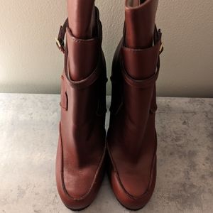 Lisa For Donald Pliner Robbie Coco Vachetta Brown Heeled Boots Shoes 8.5